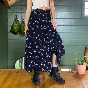 The Limited Dark Blue Floral Maxi Skirt